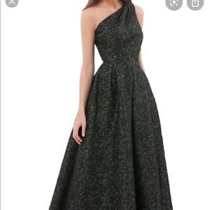 Carmen Marc Volvo one shoulder brocade gown. NWT.